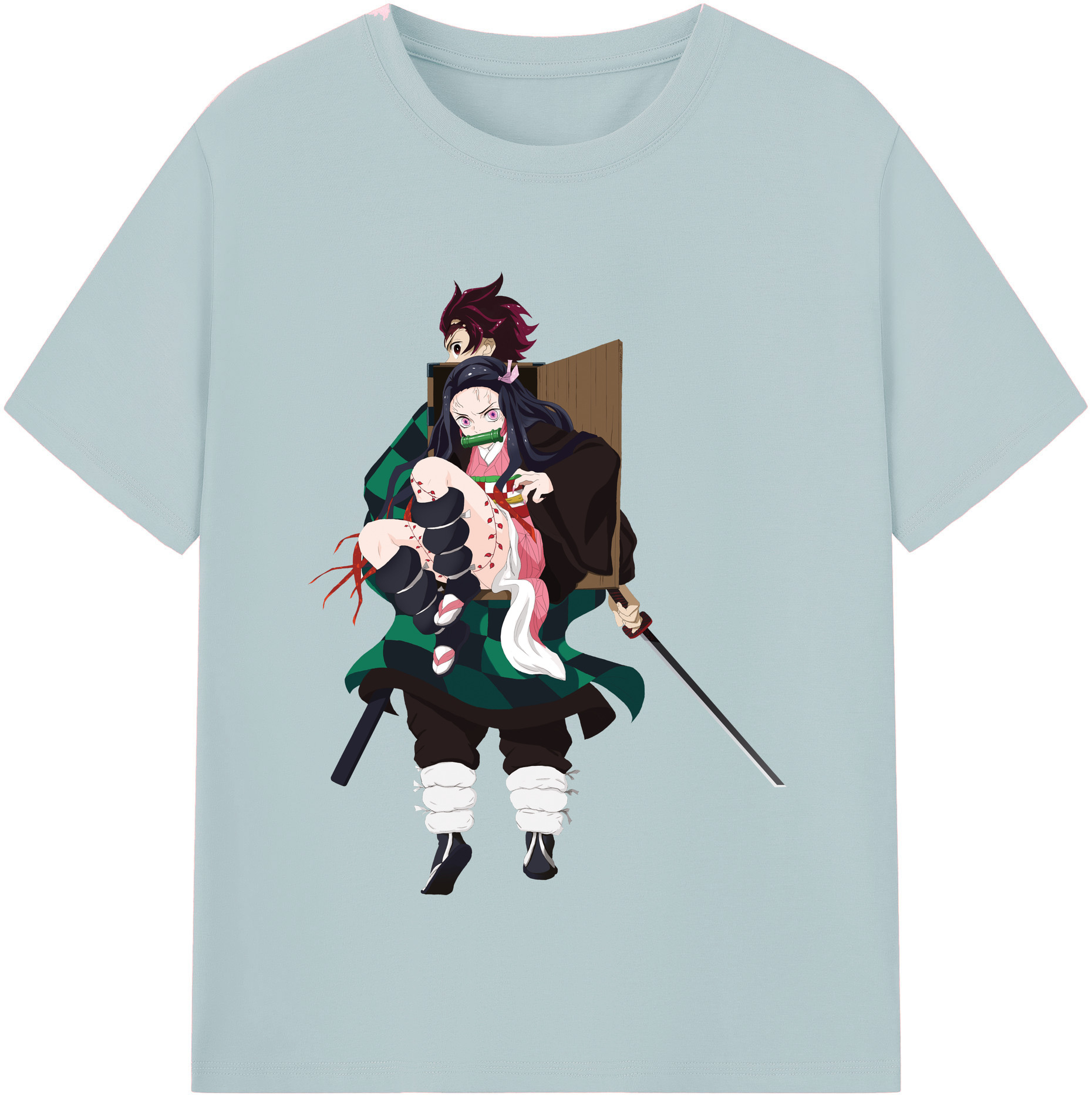 （画像用） 鬼滅の刃（きめつのやいば）竈門 禰󠄀豆子／かまど ねずこ Kamado Nezuko 綿100％半袖Tシャツ（フロントプリント）